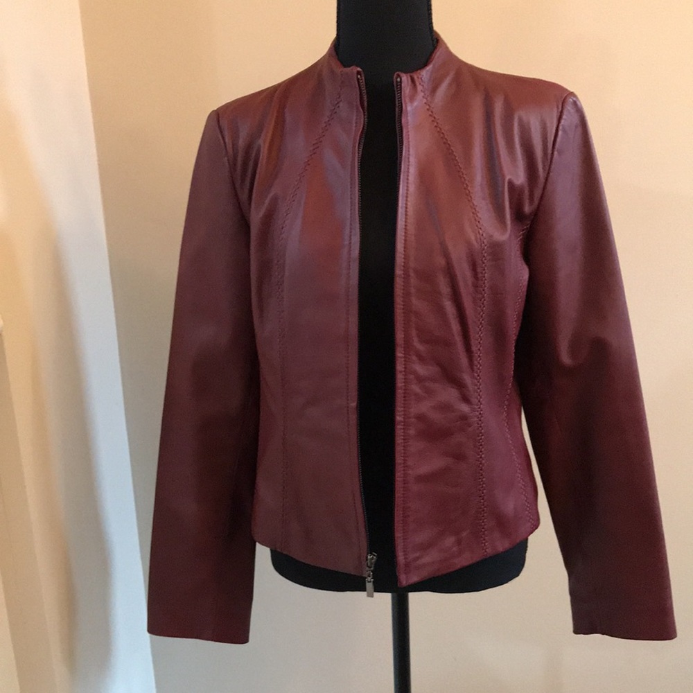 Burgundy leather jacket